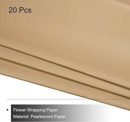 MECCANIXITY Pearlescent Film Flower Wrapping Paper 22.8x22.8 Inch Waterproof for DIY Crafts, Gift/Gift Box Packaging Smoky Orange Pack of 20