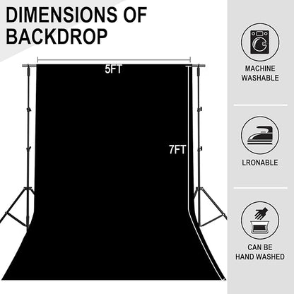 GFCC Black Backdrop - 5FTX7FT Black Photo Backdrop for Photoshoot Background for Photography Screen Video Recording Picture Background