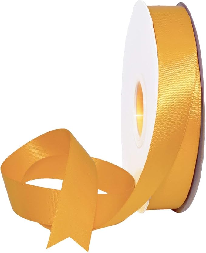 Morex Ribbon Double Face Satin Ribbon 7/8" X 50 YD Gold Ribbon for Gift Wrapping, Birthday Gift Cards, Satin Dress for Women, Silk Ribbons for Crafts, Wedding Gifts for Couple