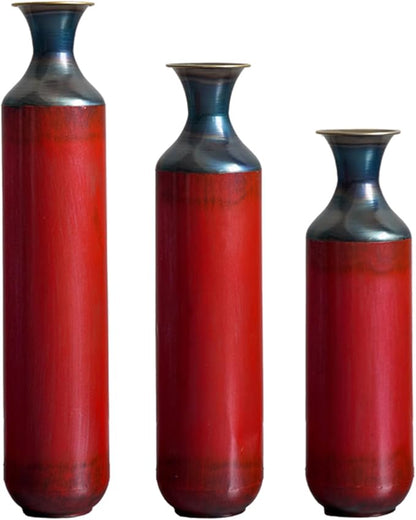 Floor Vases, Tall Home Decor Metal Vase Set of 3 Large Glazed Decorative Vases for Wedding Decor, Elegant Modern Flower Holder for Living Room, Entryway, Hallway, Dining Room
