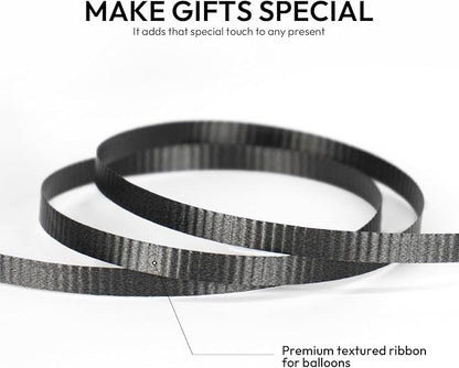 500 Yards Curling Ribbon Black, 1/5" Wide Crimped Black Curling Ribbons - Ideal for Gift Box Wrapping, Birthday, Halloween, Christmas Party Decorations, Balloon String