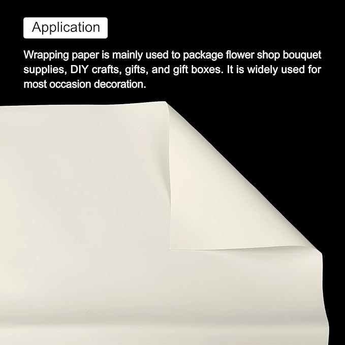 MECCANIXITY Pearlescent Film Flower Wrapping Paper 22.8x22.8 Inch Waterproof for DIY Crafts, Gift/Gift Box Packaging Light Beige Pack of 20