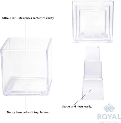 Royal Imports Flower Acrylic Vases Cubes - Decorative Centerpiece for Home or Wedding - Non Breakable Plastic, 1-Set of 3 Sizes: 4", 5", 6" - Clear