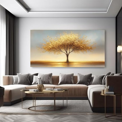LAVIKARS Modern Tree of Life Wall Art for Living Room Office Golden Sunset Abstract Landscape Canvas Painting Prints Large Nature Artwork Home Kitchen Bedroom Decor (28x58 Inches)