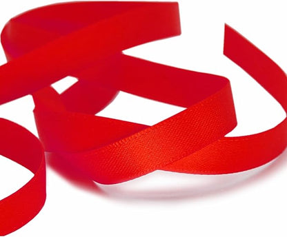 PMLAND Solid Red Fabric Satin Ribbon 3/8'' Inch x 27 Yards Double Faced Use for Crafts Gift Wrapping Floral Bouquets Ornaments Hair Bows Party Decoration