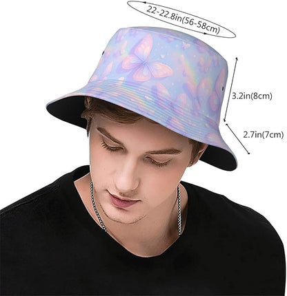 Christmas Navy Blue Tree Bucket Hat Novelty Sun Hats Trendy Fisherman Cap for Men and Women