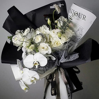 FWSA WRAPS Korean Gray Flower Wrapping Paper Bouquet Thickened Fresh Flowers Packing Material Waterproof Florist Supplies (Color 4 (Elegant Grey))