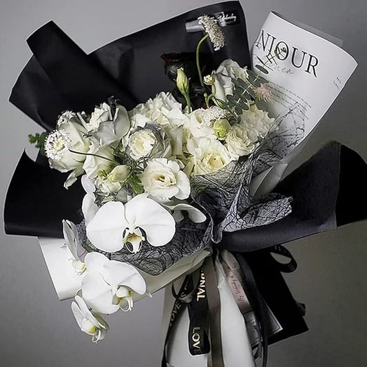 FWSA WRAPS Korean Gray Flower Wrapping Paper Bouquet Thickened Fresh Flowers Packing Material Waterproof Florist Supplies (Color 4 (Elegant Grey))