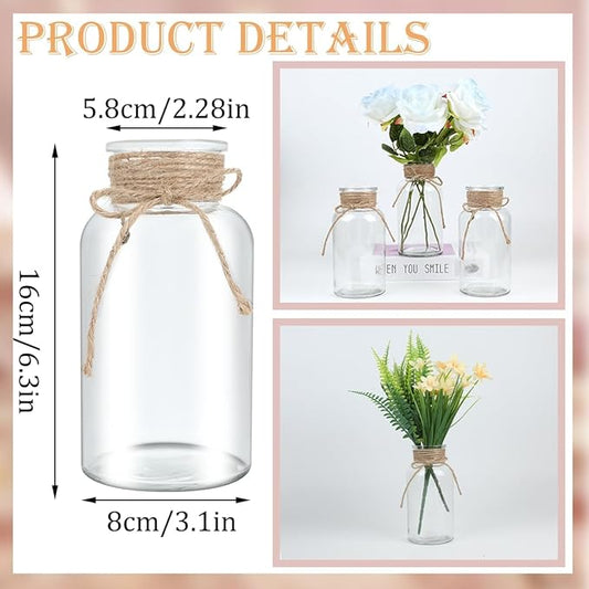 Vintage Glass Flower Vase，48 Pack Farmhouse Transparent White Glass Centerpiece Vases for Weddings, Parties & Home Decor Bulk(48, Transparent)