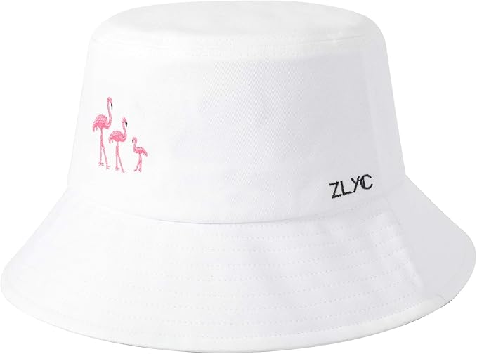 ZLYC Unisex Fashion Embroidered Bucket Hat Summer Fisherman Cap for Men Women