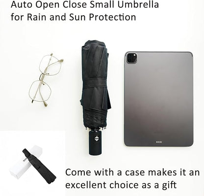 BAODINI Small UV Protection Travel Umbrella Compact for Rain and Sun UPF 50+ Windproof Portable 42 inch Umbrella for Women and Men