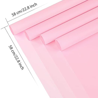 Jutieuo 20 Sheets Pink Flower Wrapping Paper, Waterproof Solid Floral Bouquet Wrapping Paper, Florist Supplies Packaging for Wedding Birthday Gift DIY Craft (22.8 x 22.8 inch)