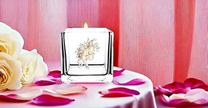 THE QUEENS' JEWELS Pearl Bouquet Jeweled 4x4 Candle Holder Vase - Unique Gift for Women, Birthday, Cute, Fun, Cocktail, Queen, Not Painted, Decorated, Bling, Bedazzled, Rhinestone