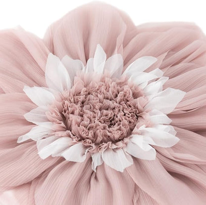 Handmade 3D Flower Throw Pillow Cover Blush Pink Decorative Floral Accent Pillow Case Cute Round Velvet Cushion for Bed Couch Car Chair Bedroom Boho Farmhouse Home Decor Gift 12Inch Rose Gold