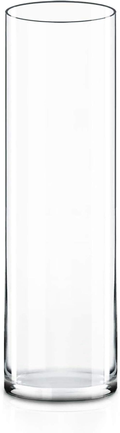 CYS Excel (H:16” D:4”) Tall Clear Glass Cylinder Vase | Multiple Size Choices Glass Flower Vase Centerpieces | Tall Hurricane Floating Candle Holder