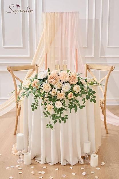 Serwalin Artificial Flowers Combo Box Set Champagne Fake Flowers for DIY Table Centerpieces for Thanksgivings Day Bridal Wedding Decorations Silk Floral Arrangements Party Baby Shower Decor