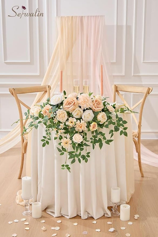 Serwalin Artificial Flowers Combo Box Set Champagne Fake Flowers for DIY Table Centerpieces for Thanksgivings Day Bridal Wedding Decorations Silk Floral Arrangements Party Baby Shower Decor