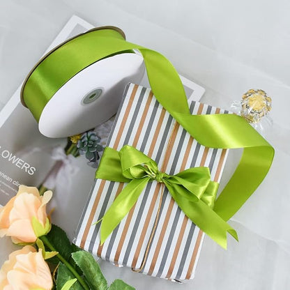 TONIFUL 1-1/2 Inch (40mm) x 100 Yard Sage Olive Green Wide Satin Ribbon Solid Fabric Ribbon for Gift Wrapping Chair Sash Valentine's Day Wedding Birthday Party Decoration Hair Floral Craft Sewing