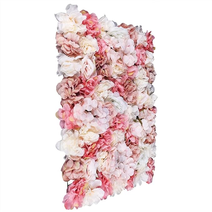 6 Pcs Artificial Flower Wall Panels 60x40cm 3D Flower Background for Wall, Wedding Flower Decorations Wall Silk Rose Panels for Photo Areas, Stage Background(Dahlia + Rose + Hydrangea)