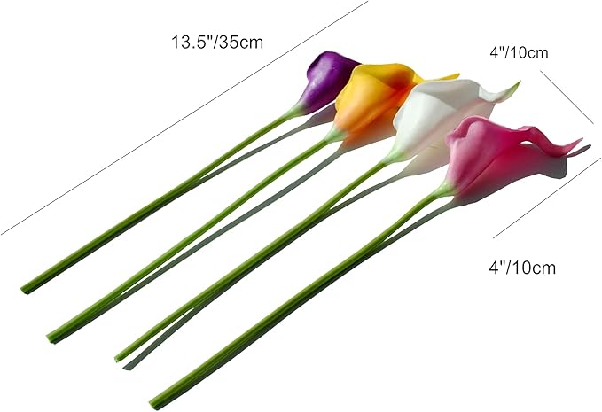 Mandy's PU Colorful Calla Lily Artificial Flowers 12 Stems 13.5in Faux Realistic Centerpiece for Thanksgiving and Christmas Decorations DIY Bridal Bouquet Home Décor