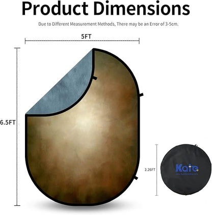 Kate Collapsible Backdrop Double Side Pop up Background Blue & Brown Abstract Folded Double Sided Backdrops for Photography, 5x6.5ft(1.5x2m)
