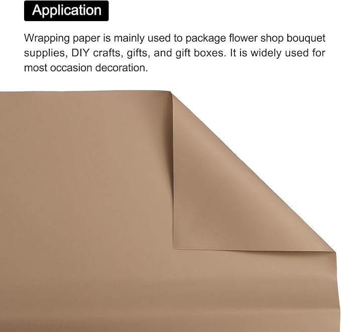 MECCANIXITY 20 Pcs Flower Wrapping Paper 22.8x22.8 Inch Waterproof Florists Wrapping Paper for Florist Bouquet Supplies, DIY Crafts, Gift/Gift Box Packaging Brown