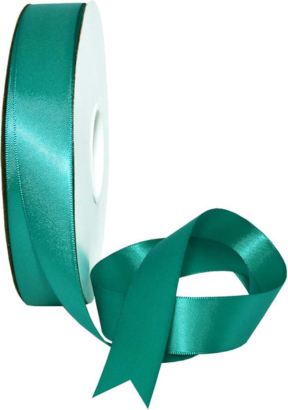 Morex Ribbon Double Face Satin Polyester Ribbon, 7/8" x 50 Yd, Jade, Silk Ribbons for Gift Wrapping, Birthday Gifts, Satin Dress for Women, Crafts, Wedding