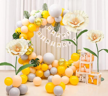 Giant Fake Flowers 5.77FT Champagne Large Paper Flowers 3D Artificial Floral Wedding Decorations for Birthday Party Outdoor Banquet Event Home Backdrop Decor