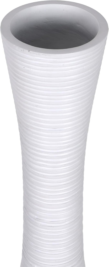 Leewadee Decorative Tall Floor Vase for Living Room Decor, 34 inches, White, Resin