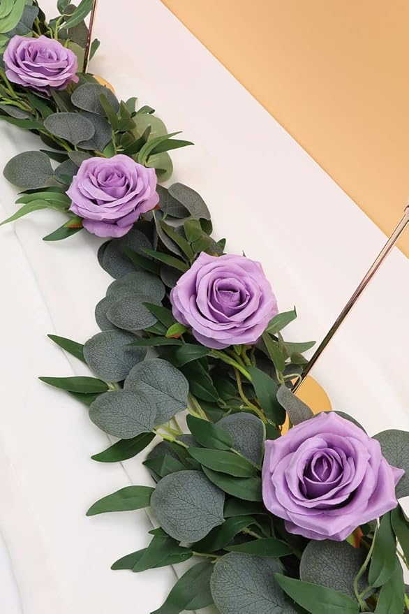 Artificial Rose Flower Lilac Flowers Lilac Roses Purple Rose Flowers Silk Flowers 12 pcs with Long Stem Silk Roses Bouquet for Wedding Bridal Shower Party Home Decoration