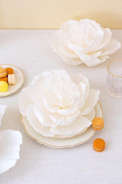 Crepe Paper Flowers Decoration for Wall, Artificial Flowers for Wedding Decor,Flower Backdrop Decor,Baby Shower,Birthday Party,Photo Backdrop,Archway Decor, Nursery Wall Decor(White,Set/6)