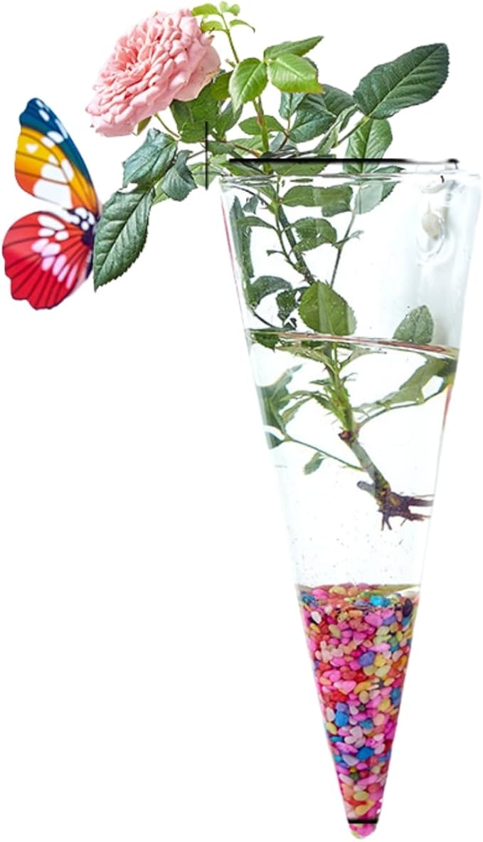 Wall-Mounted Acrylic Planter for Hydroponic Plants – Conical Vase, Modern Transparent Design for Home & Office Decoration