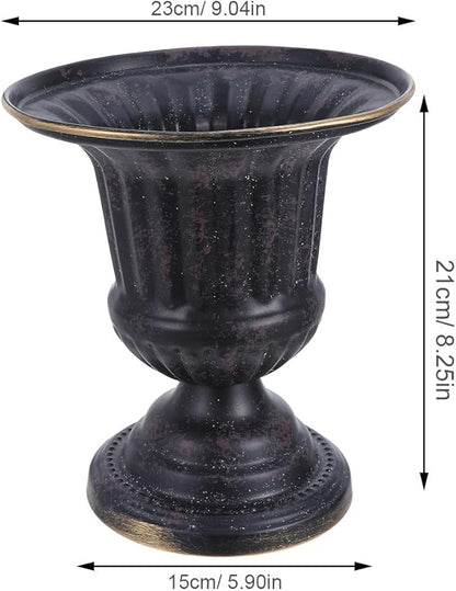 Generic Metal Vase: Urn Planter Flower Arrangement Pots - Indoor/Outdoor Pedestal Planter - Metal Urn Vase Table Centerpieces - Floral Arranging Supply