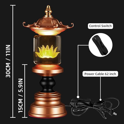 1 Pair 7 Color LED Lotus Lamp Lights - Lotus Lights with Adjustable Switch for Buddhist Occasions, Meditation Buddhist Supplies（11 Inch）