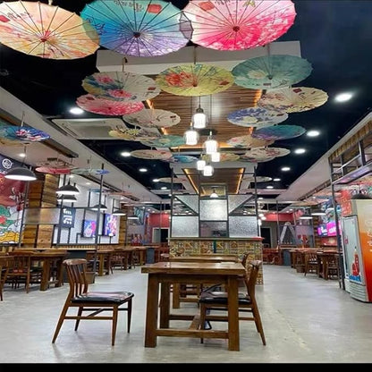 33" Handmade Oiled Parasol Bamboo Silk Umbrella Chinese Japanese Art Classical Dance Umbrella Plum Blossom for Wedding Parties Photography Costumes Cosplay Decoration and Other Events