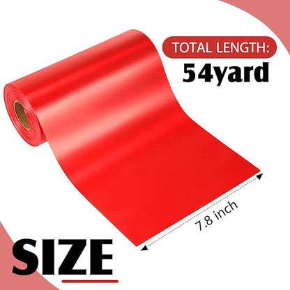 Syhood Outdoor Leaf Ribbon Floral Satin Ribbon for Crafts Aspidistra Waterproof Holiday Outdoor Decoration(8 Inch X 54 Yards,Red)