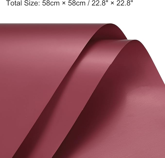 MECCANIXITY Pearlescent Film Flower Wrapping Paper 22.8x22.8 Inch Waterproof for DIY Crafts, Gift/Gift Box Packaging Cherry Red Pack of 10