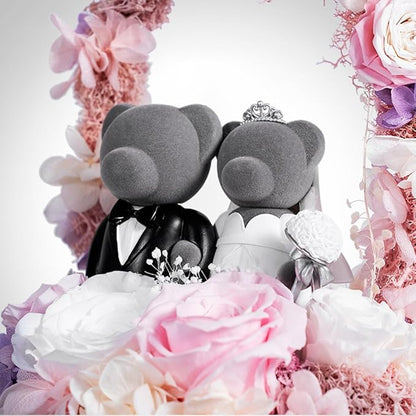 JoyFlower Preserved Flower Rose Gift Rose Bear Gift Box, Wedding Gifts for Friend, Teddy Bear Rose Gift Box for Wedding Decortion, Rose Bear Gift for Women, Flower Bear Gift for Wedding Decor