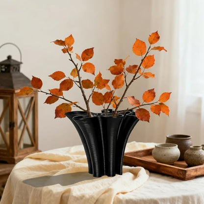 Black Ceramic Vase for Home Decor, Boho Artistic Irregular Shape Decorative Vase, Unique Modern Accent for Living Room Bedroom or Entryway