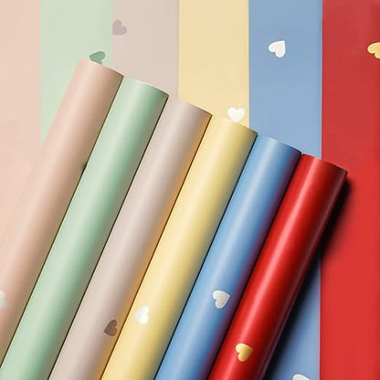 20 Sheets Solid Color Love Heart Flower Wrapping Paper,Waterproof Florist Bouquet Supplies,DIY Crafts,Gift Packaging or Gift Box Packaging, 22.8x22.8Inch (Milk Tea)