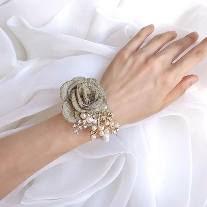 1PCS Wedding Wrist Flower,Bridesmaid Bride Wrist Flower Corsage Decoration Hand Flowers,Avocado Green