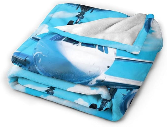 Airplane Blanket for Boys Pilot Plane Throw Blanket Aircraft Soft Cozy Fleece Fuzzy Stuffed Plush Flannel Gifts for Girls Women Kids Adults 40''x50''