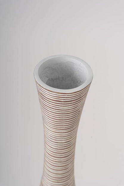 Leewadee Decorative Tall Floor Vase for Living Room Decor, 34 inches, White Wash, Resin