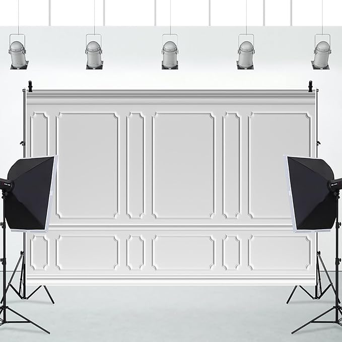 AOFOTO 10x6.5ft Room Photo Backdrop White Living Room French Classic Frame Wall Photography Background Office Video Conference Meeting Background Adult Children Portrait Photoshoot Backdrop