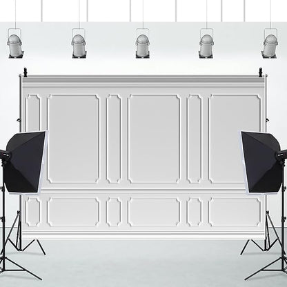 AOFOTO 8x6ft Room Photo Backdrop White Living Room French Classic Frame Wall Photography Background Office Video Conference Meeting Background Adult Children Portrait Photoshoot Backdrop