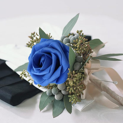 Artificial Roses Flowers 50pcs Real Looking Foam Fake Roses with Stems for DIY Wedding Bouquets Bridal Shower Centerpieces Party Decorations (50, Navy Blue)