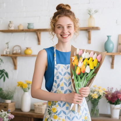 HSONAIGEE 50 Pieces Flower Bouquet Wrapping Paper, 15.8 x 13.8 x 3.9 Inch Flower Bags for Bouquets Kraft Floral Wrap Sleeves with Ribbons for Home Mother’s Day Wedding Flower Bar Supplies