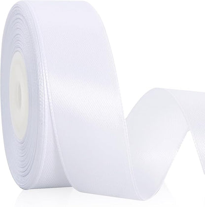 TONIFUL White Satin Ribbon 1 Inch X 25yds Solid Silk Ribbons for Gift Wrapping, Craft, Floral Bouquets, Valentine's Day Christmas Gift Wrapping, Party Wedding Decoration