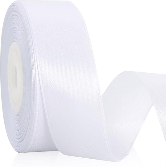 TONIFUL White Satin Ribbon 1 Inch X 25yds Solid Silk Ribbons for Gift Wrapping, Craft, Floral Bouquets, Valentine's Day Christmas Gift Wrapping, Party Wedding Decoration