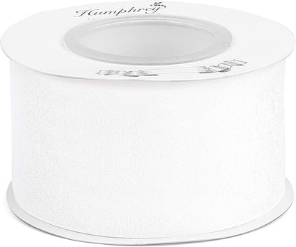 Humphrey's Craft 1-1/2 Inch White Shimmer Sheer Organza Ribbon - 25 Yards White Crafts Gift Wrapping Wedding Bouquet Baby Shower Decoration Christmas Tree Wreaths.